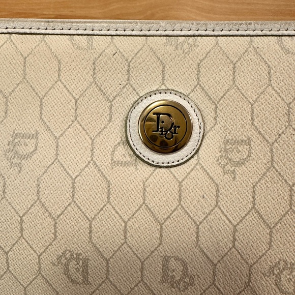 AUTHENTIC Christian Dior Vintage Honeycomb Monogram Zipper Clutch - Picture 2 of 8